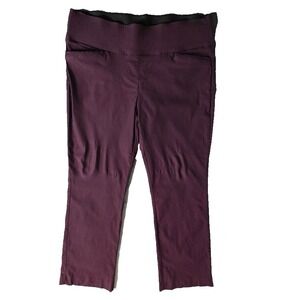 Apt 9 Womens XL Plum Purple Pull On Straight Leg Dress Pants Stretch Workwear